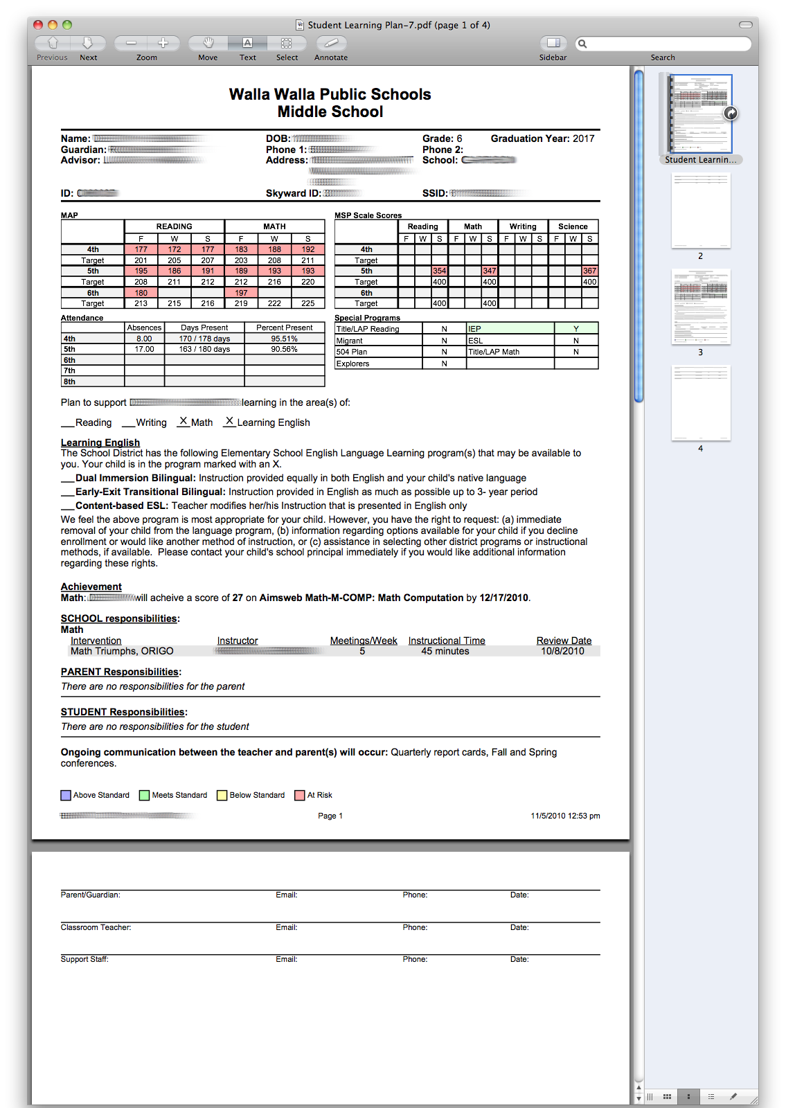 Student Learning Plan